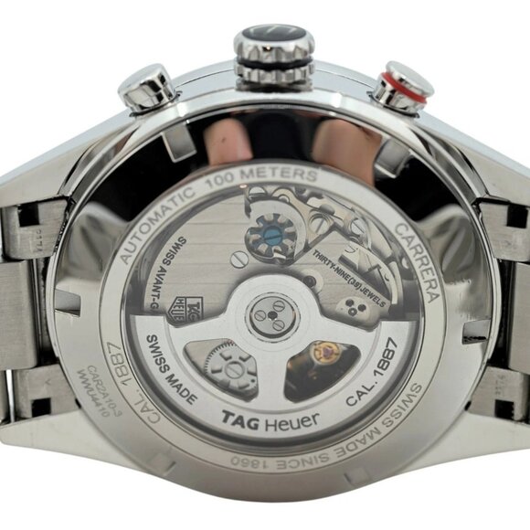 Tag Heuer 44mm Mens Carrera Automatic Black Dial Chrono Cal 1887 Watch - Picture 3 of 8